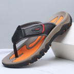 Brown open-toe men's sandals with a cushioned footbed, perfect for summer wear. 2