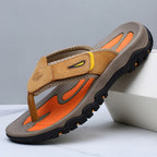 Brown open-toe men's sandals with a cushioned footbed, perfect for summer wear. 3