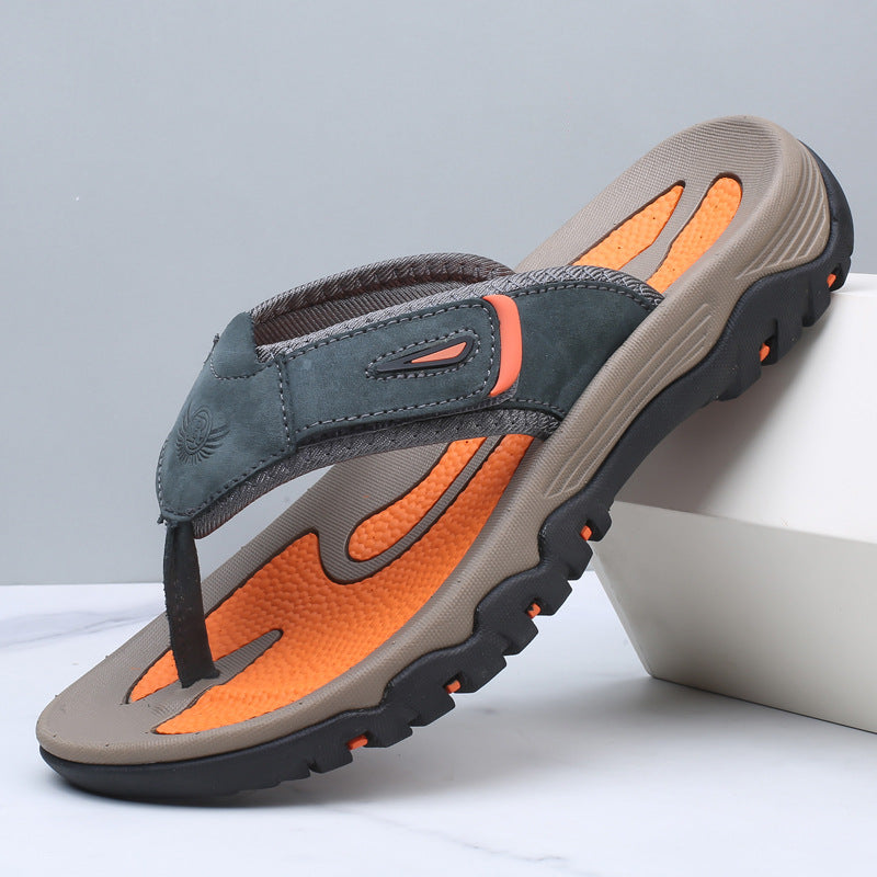 Brown open-toe men's sandals with a cushioned footbed, perfect for summer wear. 4
