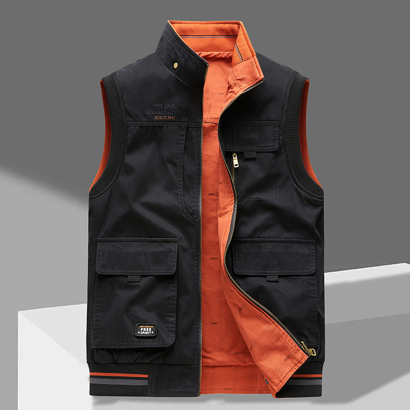 Lightweight olive green men's utility vest with multiple pockets and a comfortable, casual fit. 3