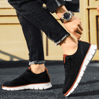 Caleb textured knit oxford shoes in navy blue, featuring a lace-up closure and a casual sneaker sole. 8
