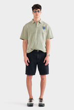 Callum Denim Cargo Shorts Washed Black 14oz Rigid Cotton, Knee-Length Regular Fit 1