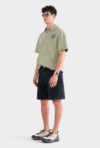 Callum Denim Cargo Shorts Washed Black 14oz Rigid Cotton, Knee-Length Regular Fit 3