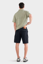 Callum Denim Cargo Shorts Washed Black 14oz Rigid Cotton, Knee-Length Regular Fit 4
