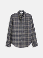 Callum Mill Check Shirt Men's Linen Cotton Blend with Chest Pocket 1