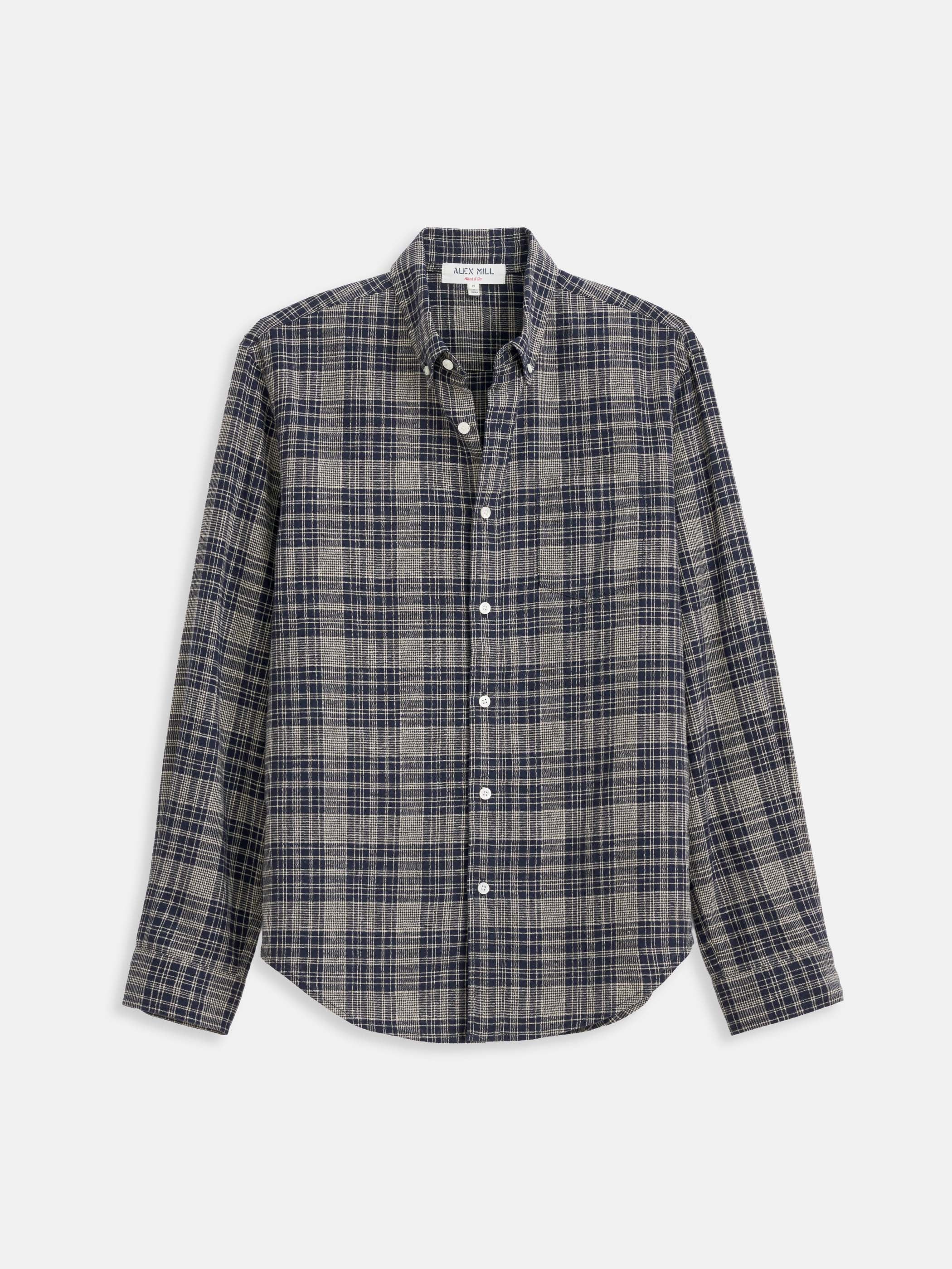 Callum Mill Check Shirt Men's Linen Cotton Blend with Chest Pocket 1