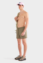 Callum Zig Zag Ripstop Swim Short Olive - Relaxed Fit, Quick-Drying Polyester 3