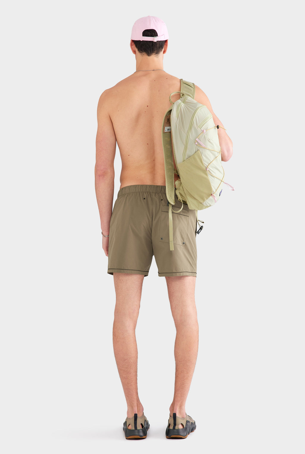 Callum Zig Zag Ripstop Swim Short Olive - Relaxed Fit, Quick-Drying Polyester 5