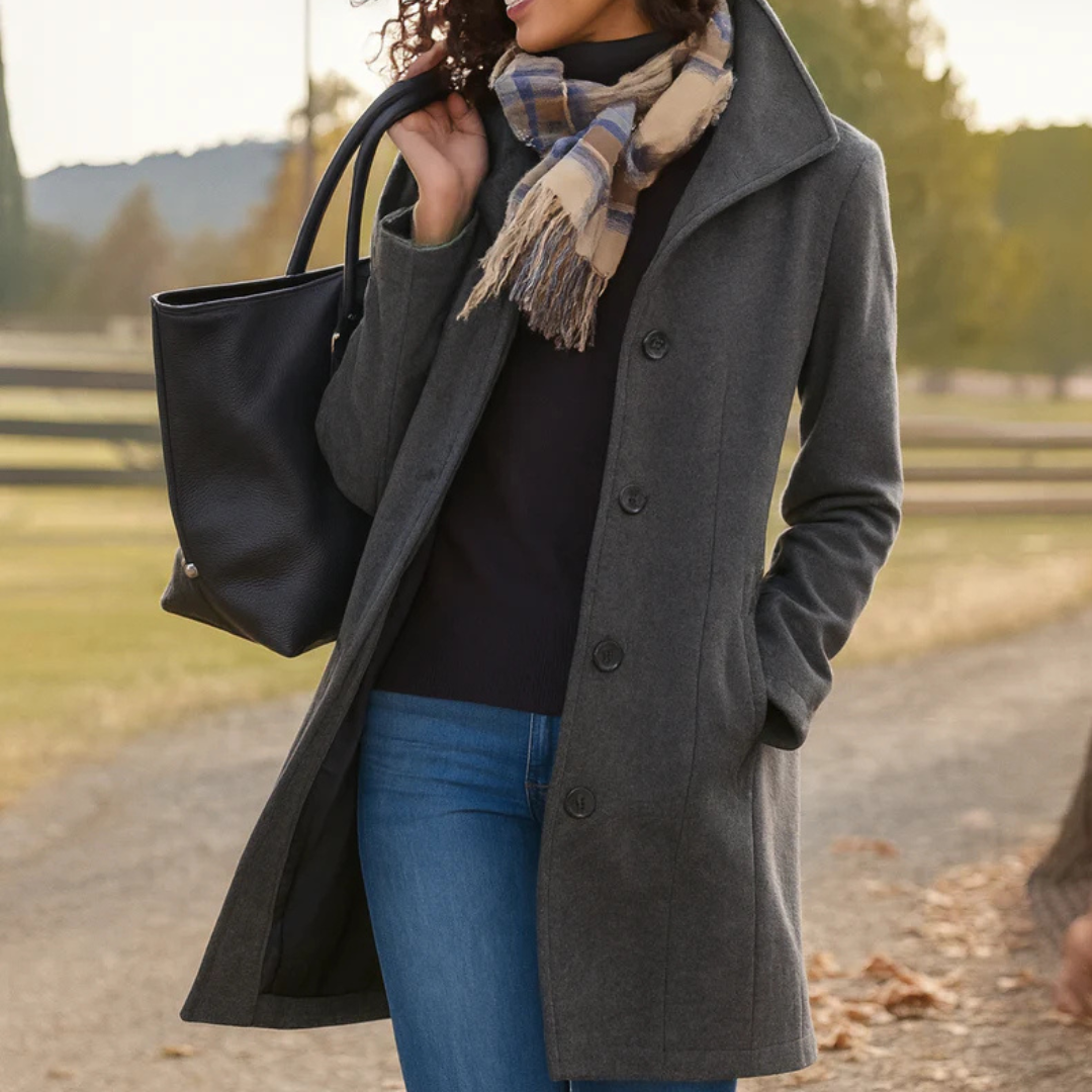 Charlotte single-breasted wool-look coat, dark gray