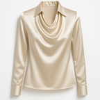 Laureline | Shiny Blouse with Pleated Collar