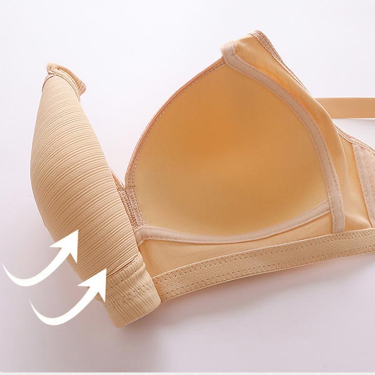 Plus size bra in soft blush pink, featuring adjustable straps and a non-wired, comfortable design. 4