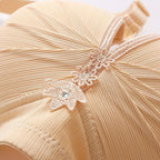 Plus size bra in soft blush pink, featuring adjustable straps and a non-wired, comfortable design. 8