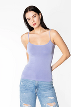 Light gray camisole made from a bamboo blend, featuring adjustable straps and a relaxed, casual style. 0