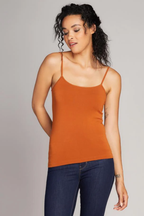 Light gray camisole made from a bamboo blend, featuring adjustable straps and a relaxed, casual style. 12