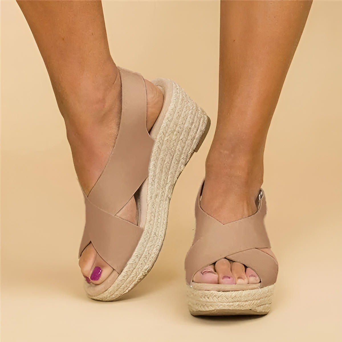 Cleo Comfort Sandals in soft beige, featuring a minimalist design with adjustable straps and a cushioned footbed. 0