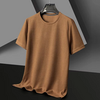 Men's waffle t-shirt in navy blue, featuring a relaxed fit and textured fabric for casual wear. 8