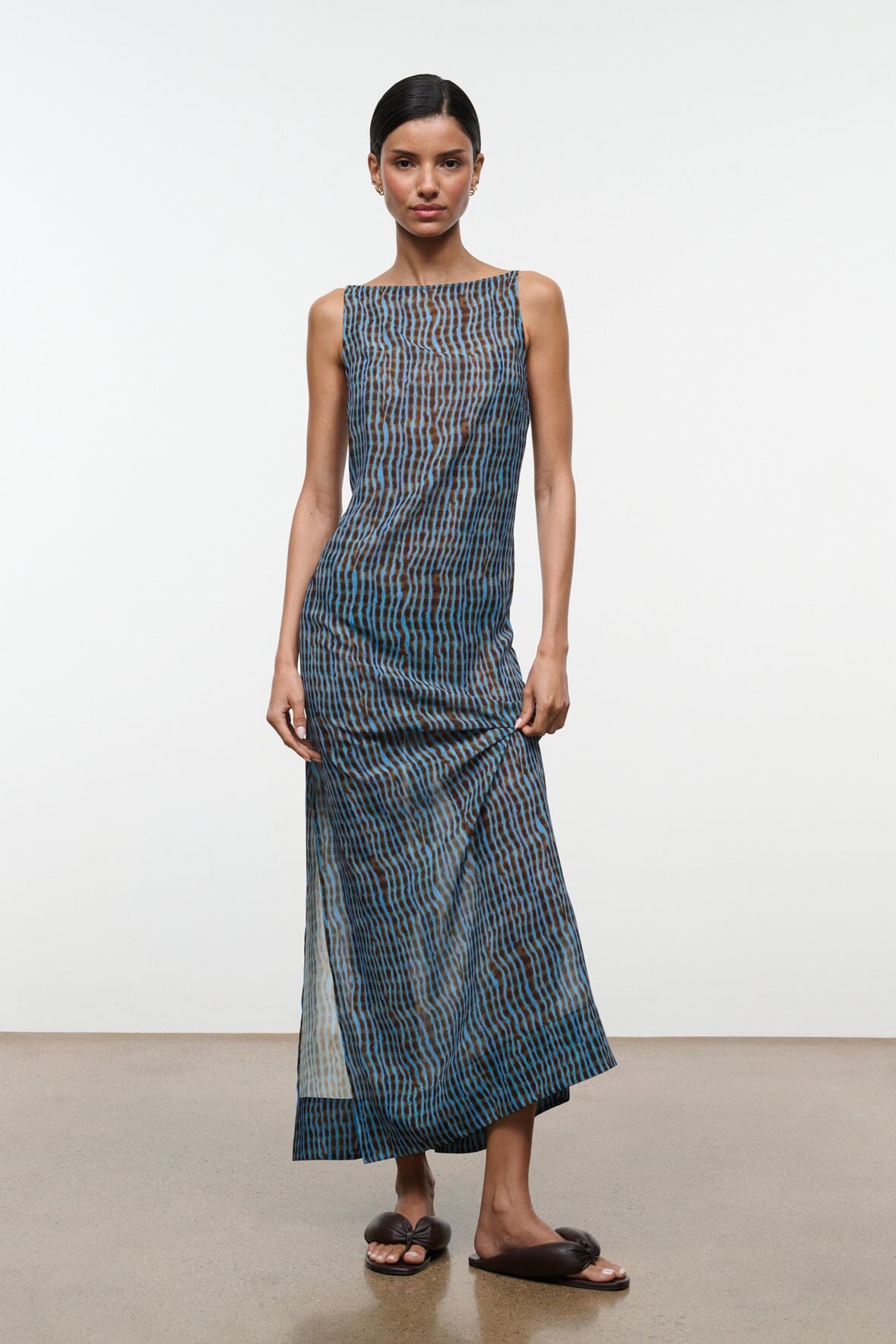 Cressida YUCA COVERUP DRESS Sheer Chiffon Maxi with Shell Print 4
