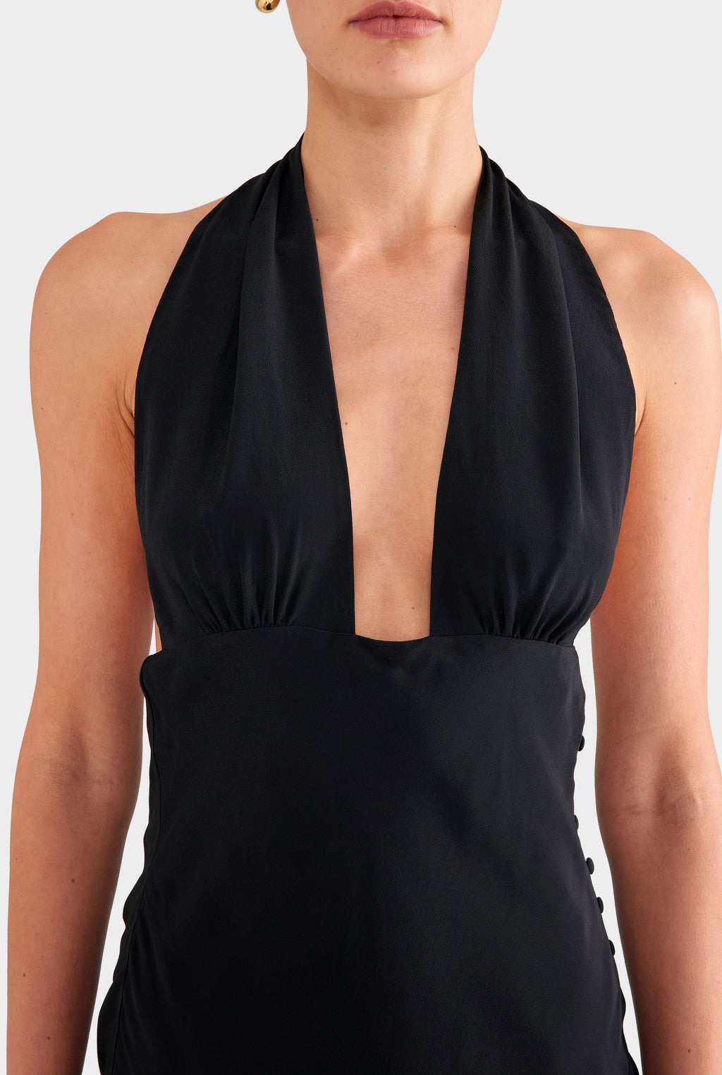Darian Halter Tie Mini Dress Silk-Viscose Blend Black 2
