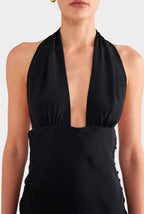 Darian Halter Tie Mini Dress Silk-Viscose Blend Black 2