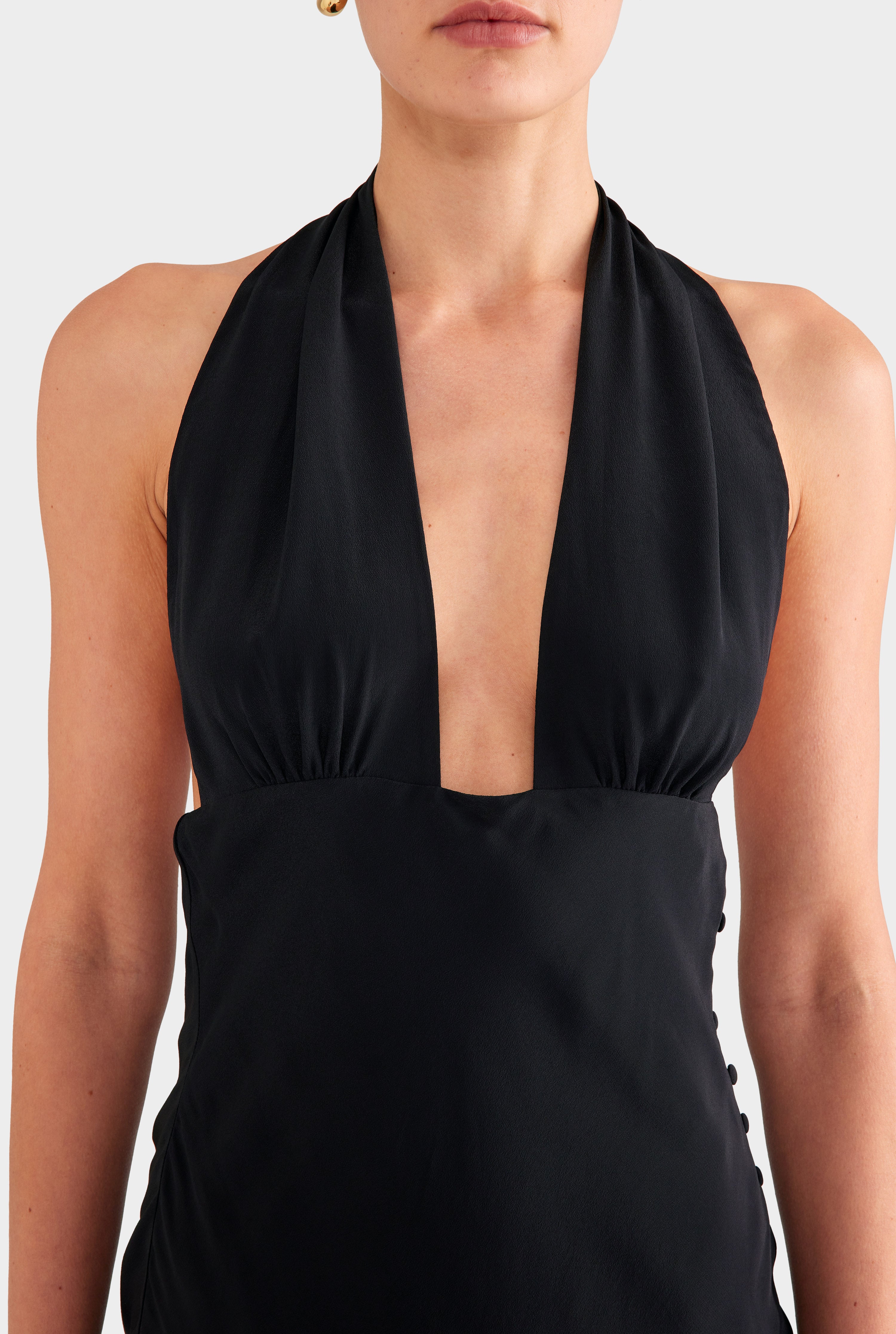 Darian Halter Tie Mini Dress Silk-Viscose Blend Black 2