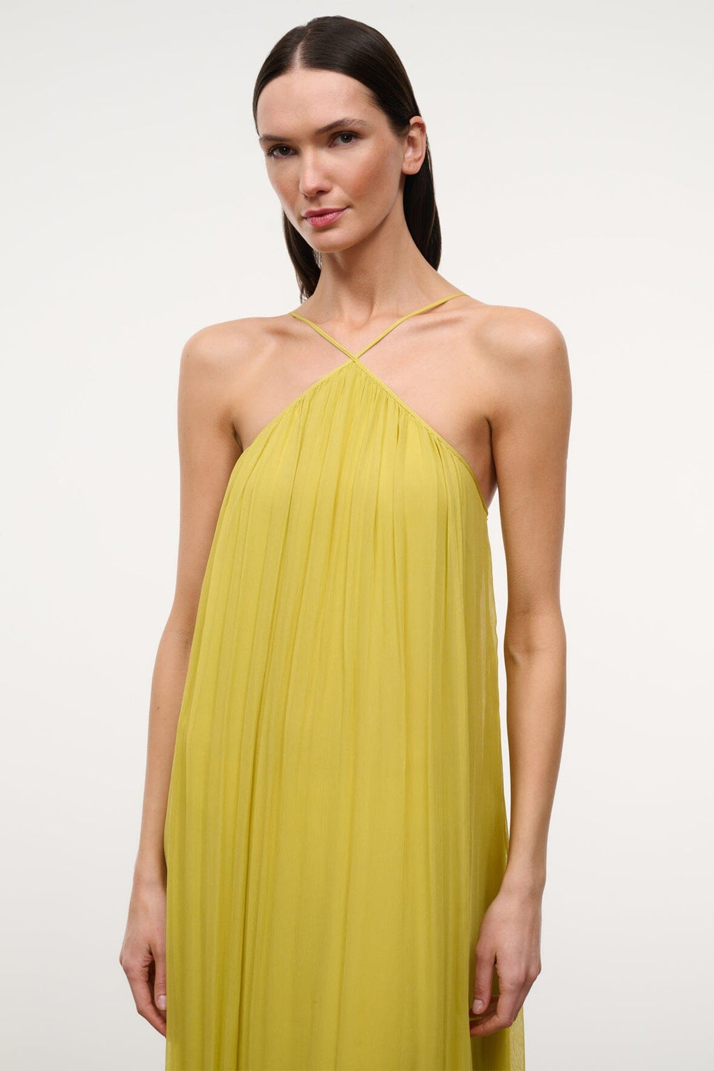 Dasha Dress Sleeveless Halter-Neck Sundress with Cross-Over Straps in Blue 2