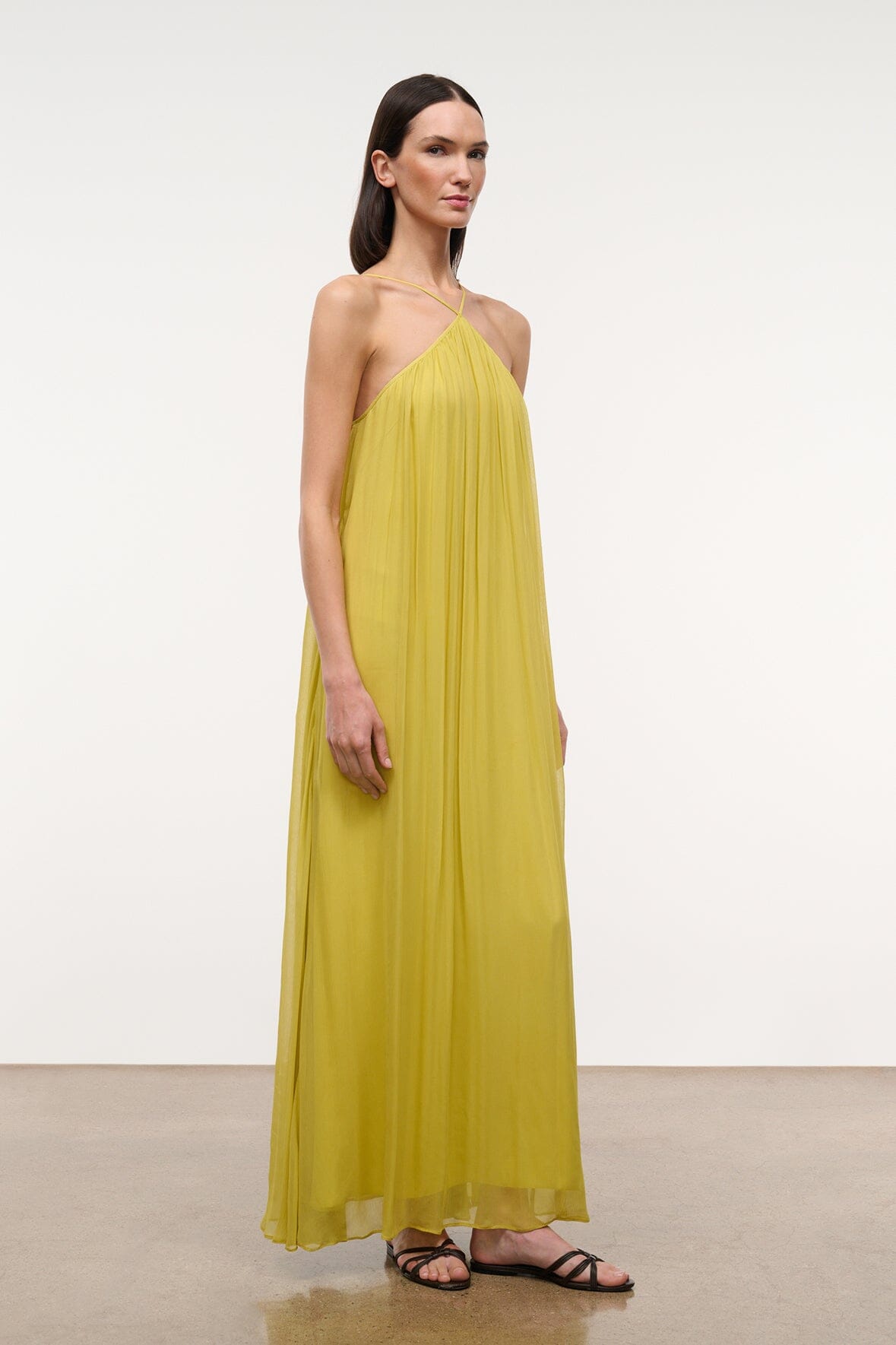 Dasha Dress Sleeveless Halter-Neck Sundress with Cross-Over Straps in Blue 3