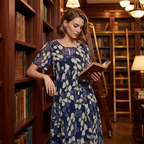 Debby navy floral A-line dress, view 6