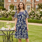 Debby navy floral A-line dress, view 7