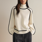 Dora turtleneck sweater with contrast trim, cream