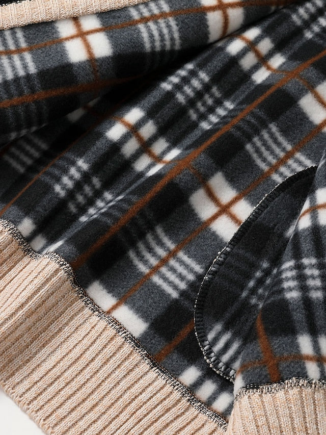 Men's zip-up knit cardigan with a ribbed stand collar.