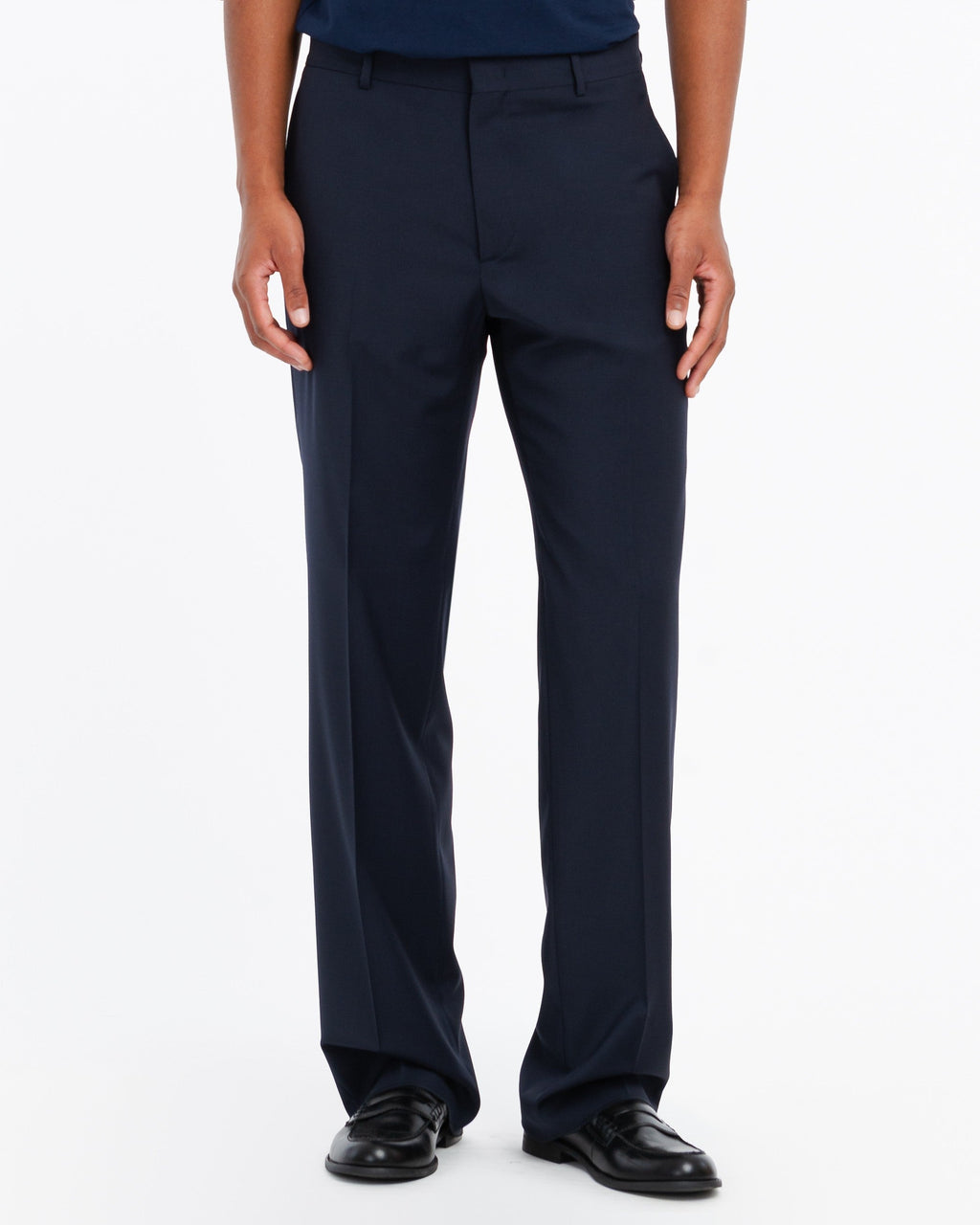 Dorian Relaxed Fit Mens Chinos Blue Stretch Wool Canvas 1