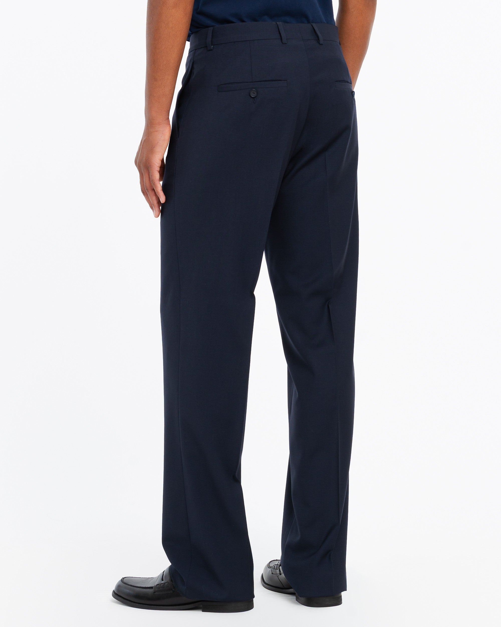 Dorian Relaxed Fit Mens Chinos Blue Stretch Wool Canvas 2