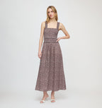 Eamon Azalea Maxi Nap Dress Chocolate Ditsy Thistle Smocked Bodice 2