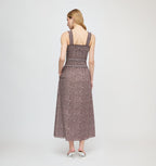 Eamon Azalea Maxi Nap Dress Chocolate Ditsy Thistle Smocked Bodice 3