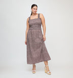 Eamon Azalea Maxi Nap Dress Chocolate Ditsy Thistle Smocked Bodice 4