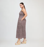 Eamon Azalea Maxi Nap Dress Chocolate Ditsy Thistle Smocked Bodice 5