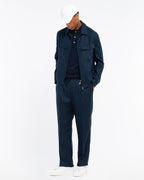 Eamon Chino Trousers Relaxed Fit Linen Drawstring Waist Blue 0