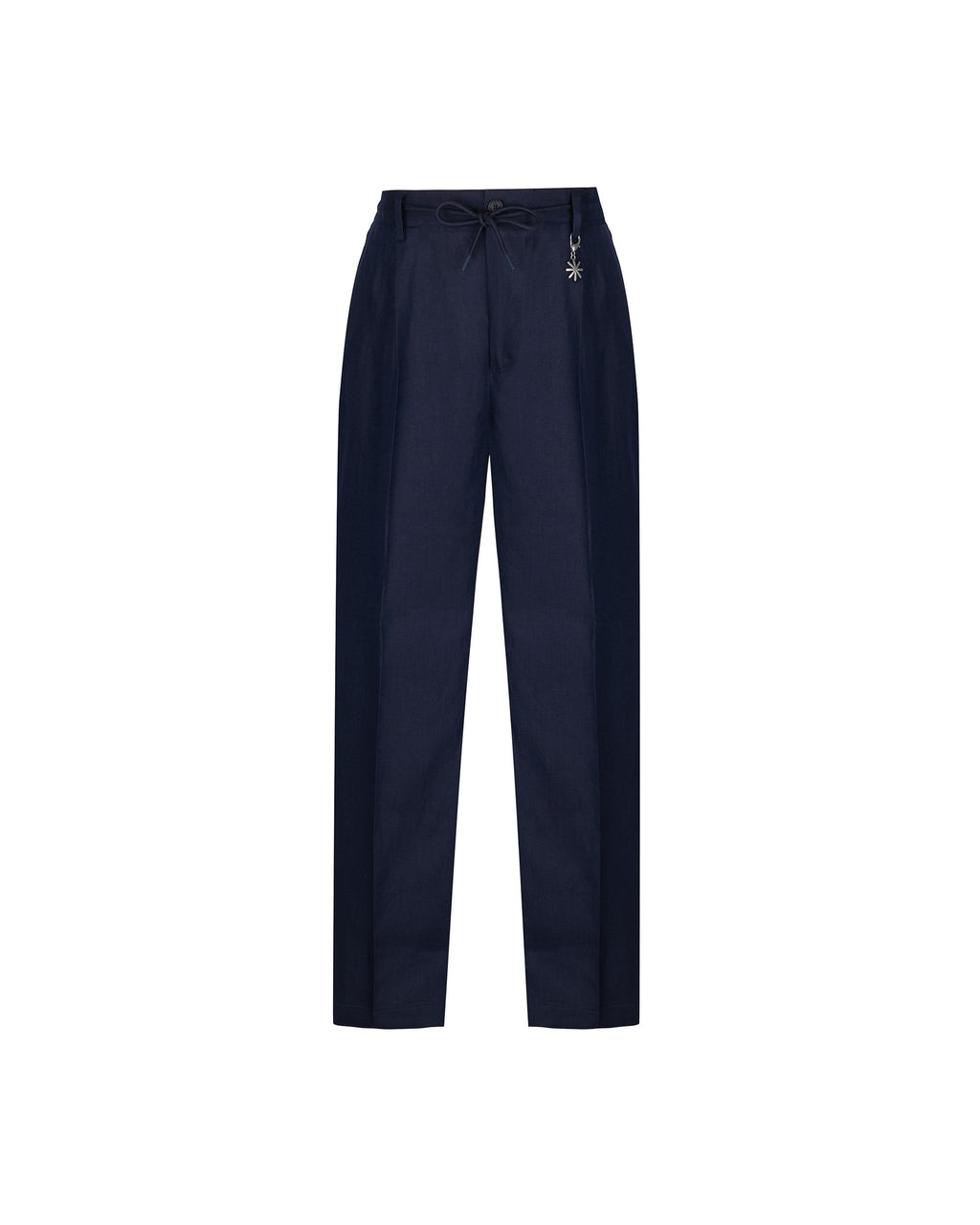 Eamon Chino Trousers Relaxed Fit Linen Drawstring Waist Blue 3