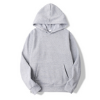 Men's pullover hoodie with a drawstring hood and kangaroo pocket.