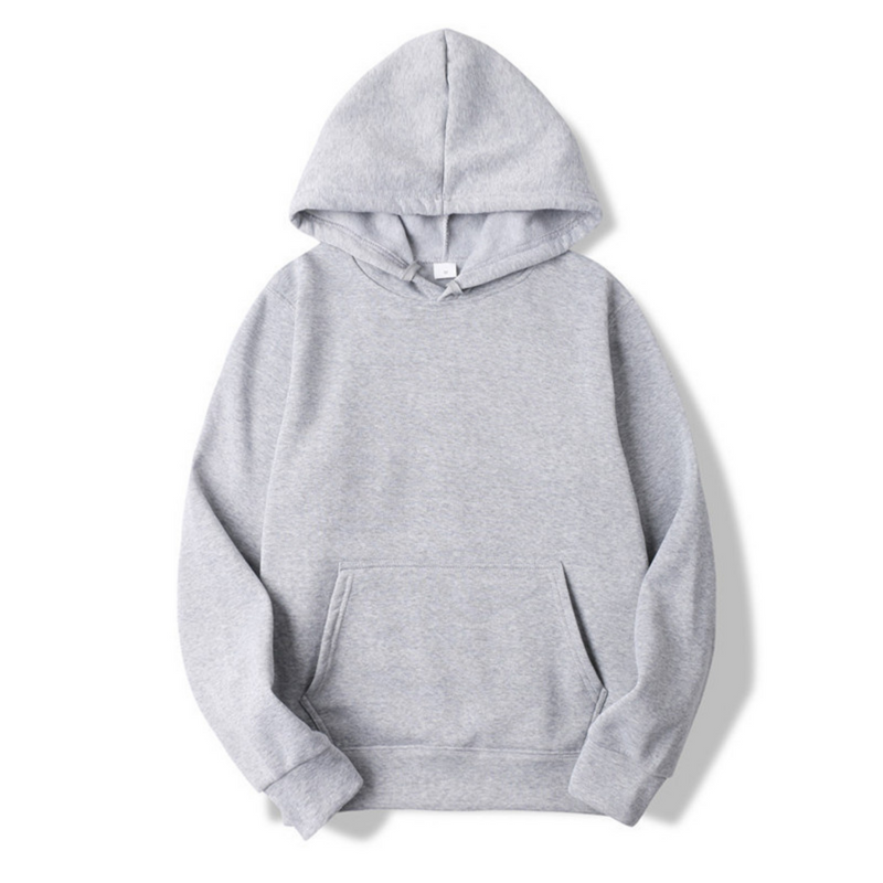 Men's pullover hoodie with a drawstring hood and kangaroo pocket.