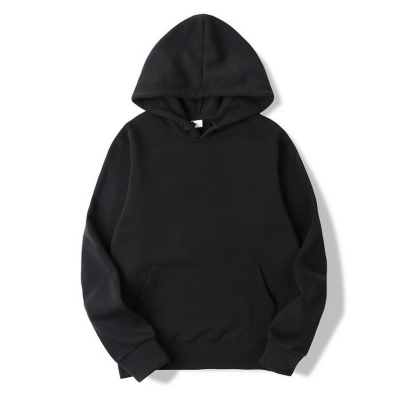 Men's pullover hoodie with a drawstring hood and kangaroo pocket.