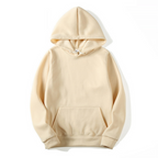 Men's pullover hoodie with a drawstring hood and kangaroo pocket.