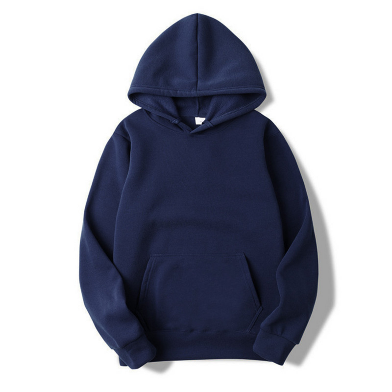 Men's pullover hoodie with a drawstring hood and kangaroo pocket.