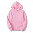 Men's pullover hoodie with a drawstring hood and kangaroo pocket.
