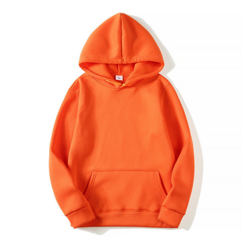 Men's pullover hoodie with a drawstring hood and kangaroo pocket.