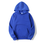 Men's pullover hoodie with a drawstring hood and kangaroo pocket.