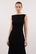 Elinor DOVE Black Sleeveless Ribbed Knit Maxi Dress for Women 1