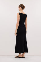 Elinor DOVE Black Sleeveless Ribbed Knit Maxi Dress for Women 4