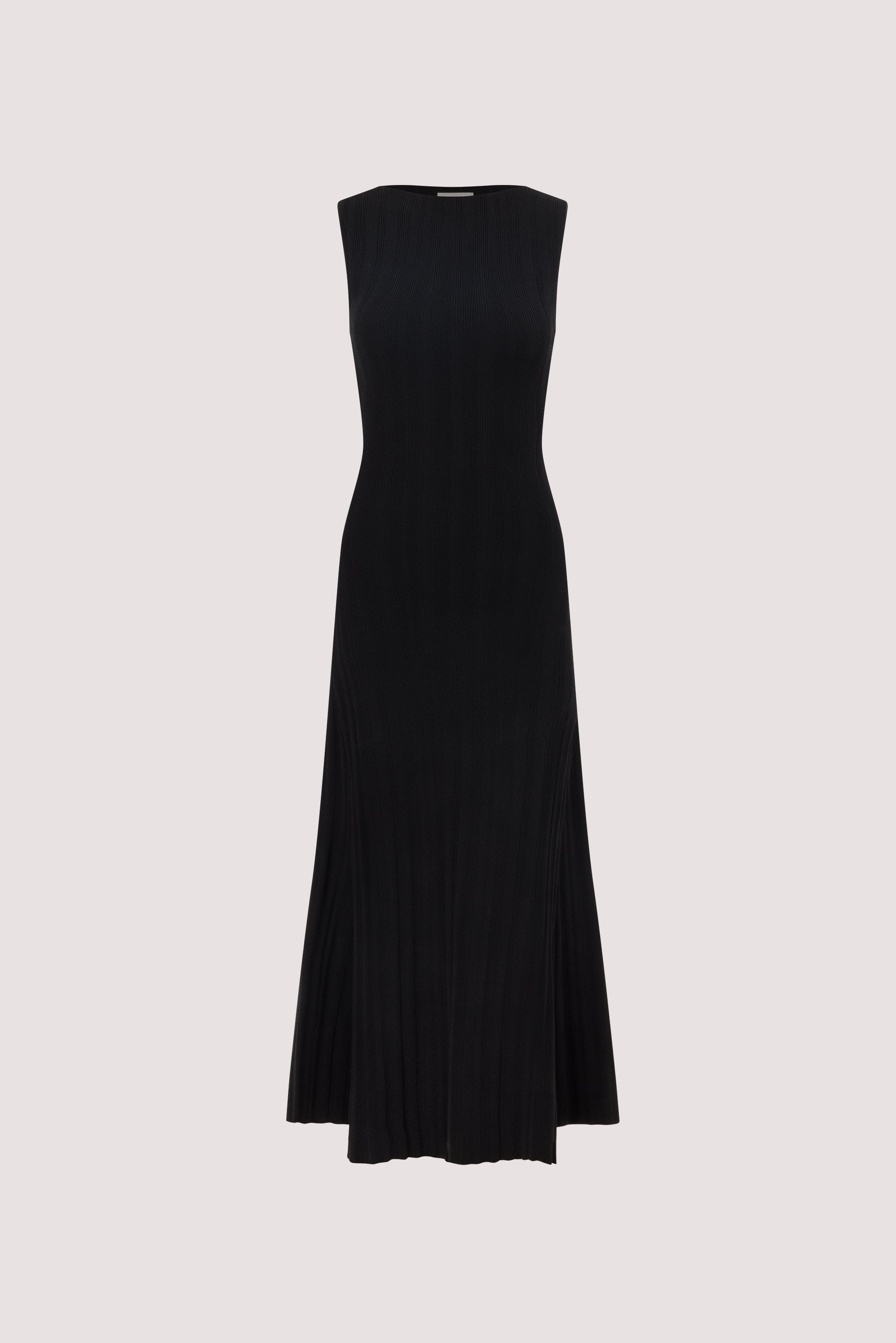 Elinor DOVE Black Sleeveless Ribbed Knit Maxi Dress for Women 5