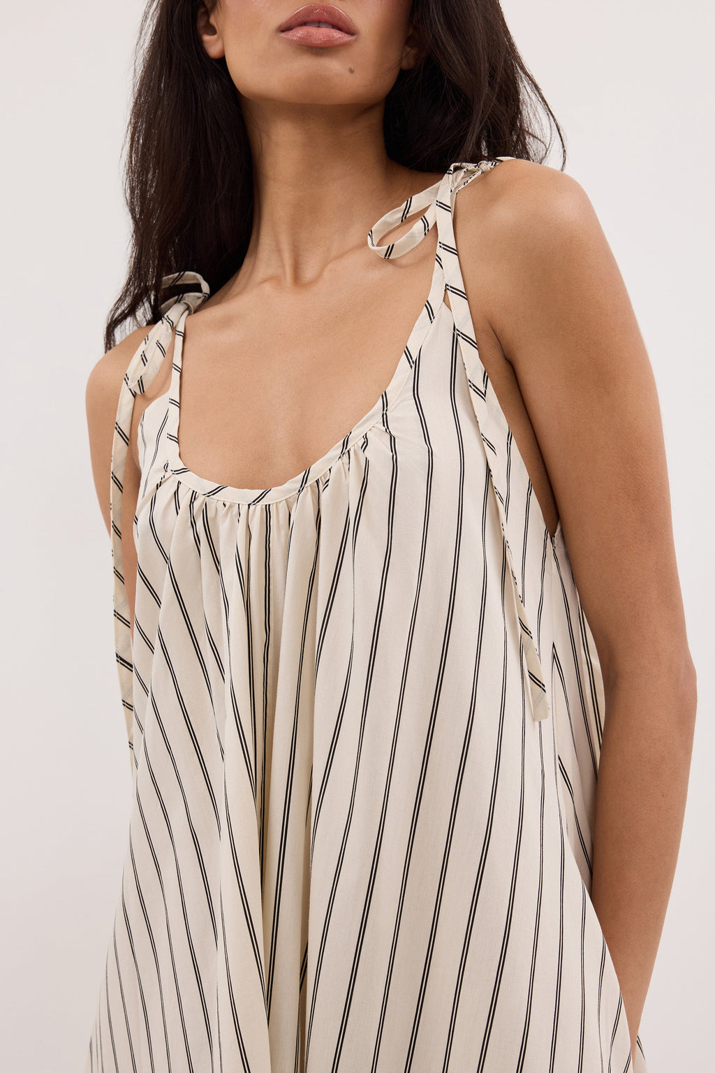 Elinor FABLE Cream Stripe Midi Dress Sleeveless Relaxed Fit 4